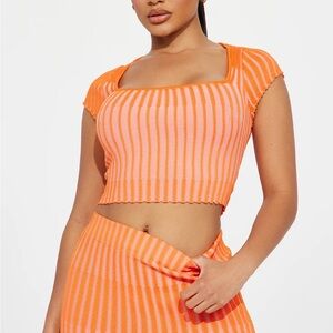 Orange Ombré Knit Crop Top
